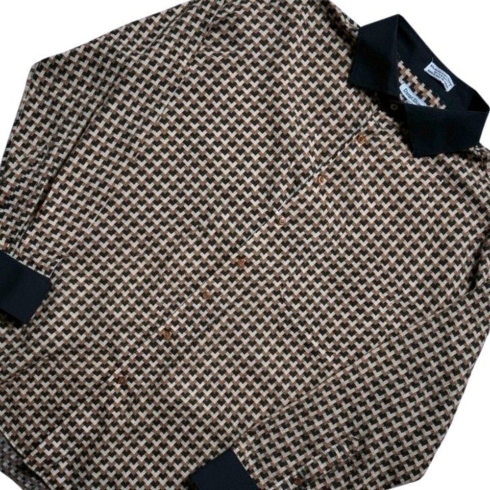 Daniel Ellissa Mens Geometric Print Button Up Long Sleeve Shirt‎ Size 3XL 19.5